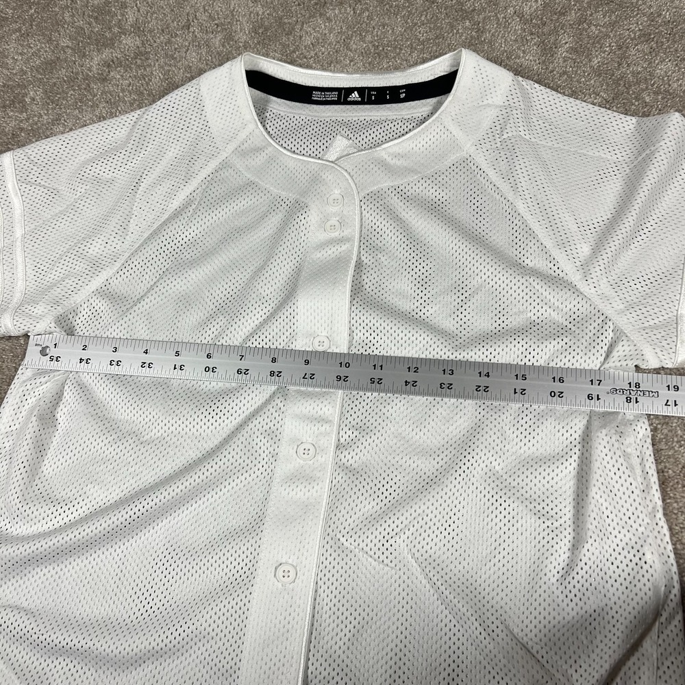 Adidas Womens White Size Small Mesh Button Up Sporty Fashion Jersey Shirt NWT - Picture 8 of 8